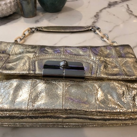 Coach Metallic Kristen Op Art Clutch- RARE! - Picture 15 of 15